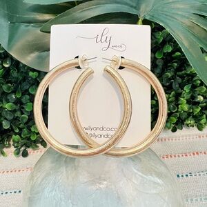Large Gold Hoop Earrings | Lightweight | Boutique | NWT | Worn Look